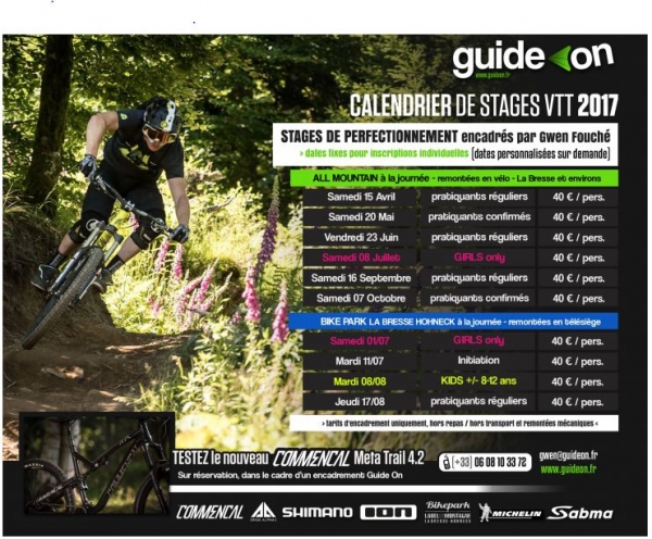 Calendrier stages VTT All Mountain  &amp; Bike Park de Gwen Fouché