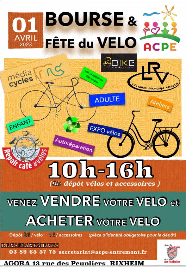 Fêtes du vélo et Bourses vélos le 1er Avril à Rixheim