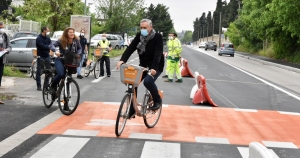L'am&eacute;nagement temporaire, ouvert vendredi 24 avril, permet d'assurer une continuit&eacute; cyclable entre Montpellier et Castelnau-le-Lez
