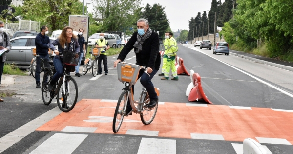 L&#039;aménagement temporaire, ouvert vendredi 24 avril, permet d&#039;assurer une continuité cyclable entre Montpellier et Castelnau-le-Lez