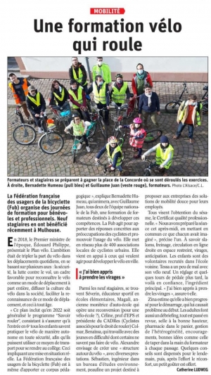 Dans la presse locale -  Formation Initiateur Mobilit&eacute; V&eacute;lo &agrave; Mulhouse