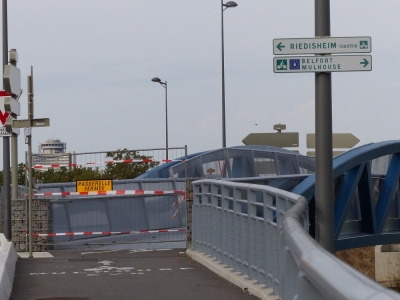 Interruption de la circulation vélo sur les ponts cyclistes Eurovélo6 à Riedisheim