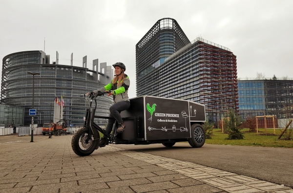 A Strasbourg centre la collecte des biodéchets s&#039;effectue majoritairement en  vélos cargo