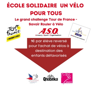 Ecole solidaire &ndash; Un v&eacute;lo pour tous les enfants - Challenge Tour de France &ndash; SRAV
