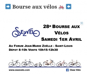 Bourse v&eacute;los "Osez V&eacute;lo" 1er avril &agrave; Saint-Louis