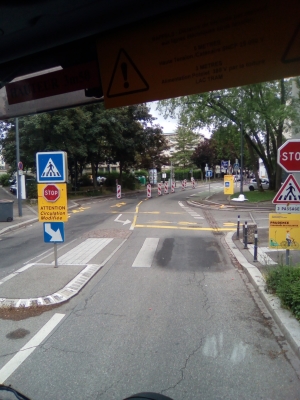 Am&eacute;nagement pistes cyclables provisoires Mulhouse progresse !