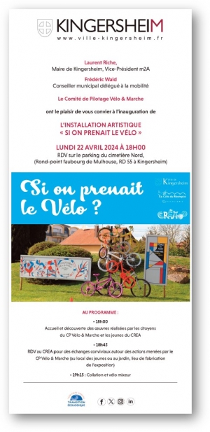Inauguration de l'installation artistique "SI ON PRENAIT LE VELO" &agrave; Kingersheim