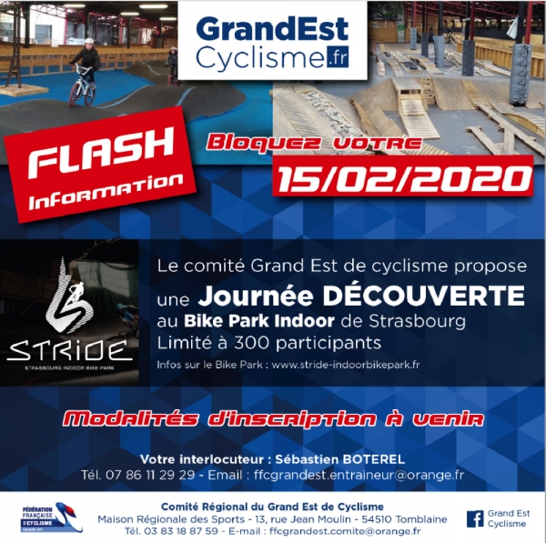 FFC Grand&#039;Est invite 300 jeunes à se rendre au Bike Park Indoor Stride de Strasbourg